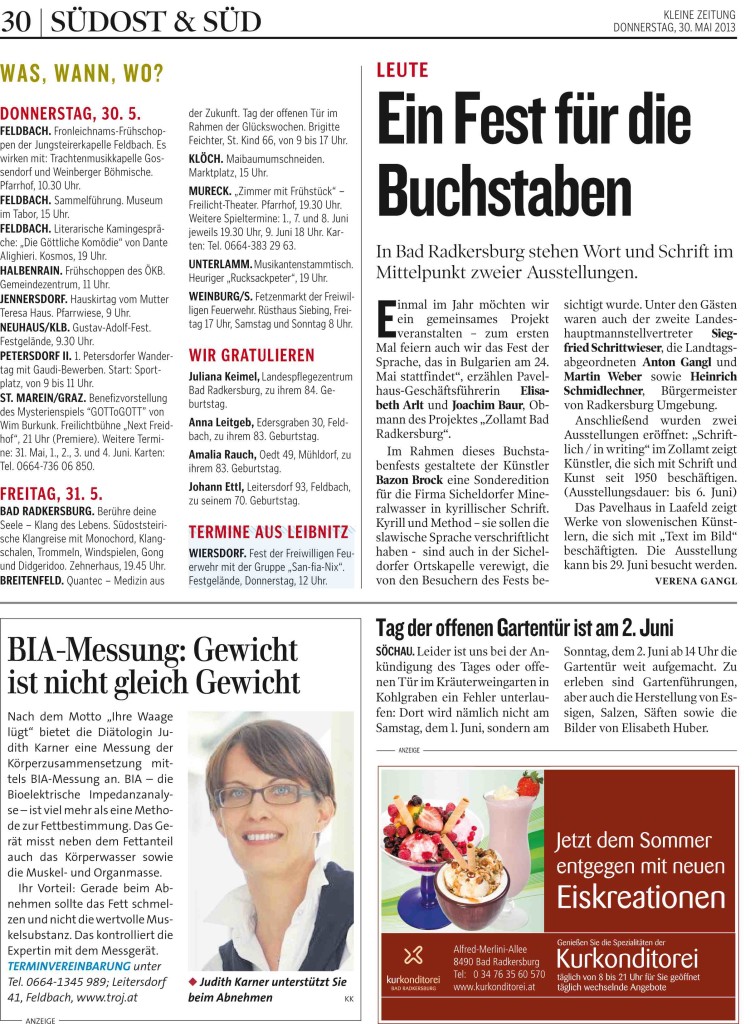 01 KLEINEZEITUNG SUEDOSTSTEIER 20130530 Prod-Nr 180281   Seite 3