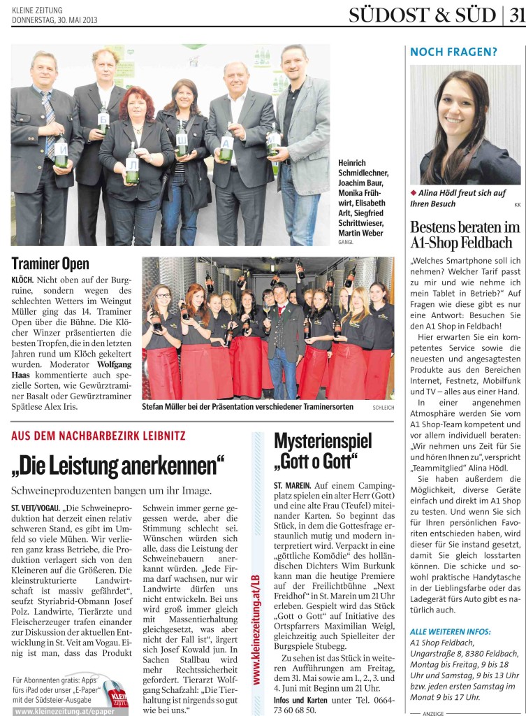 01 KLEINEZEITUNG SUEDOSTSTEIER 20130530 Prod-Nr 180281   Seite 3